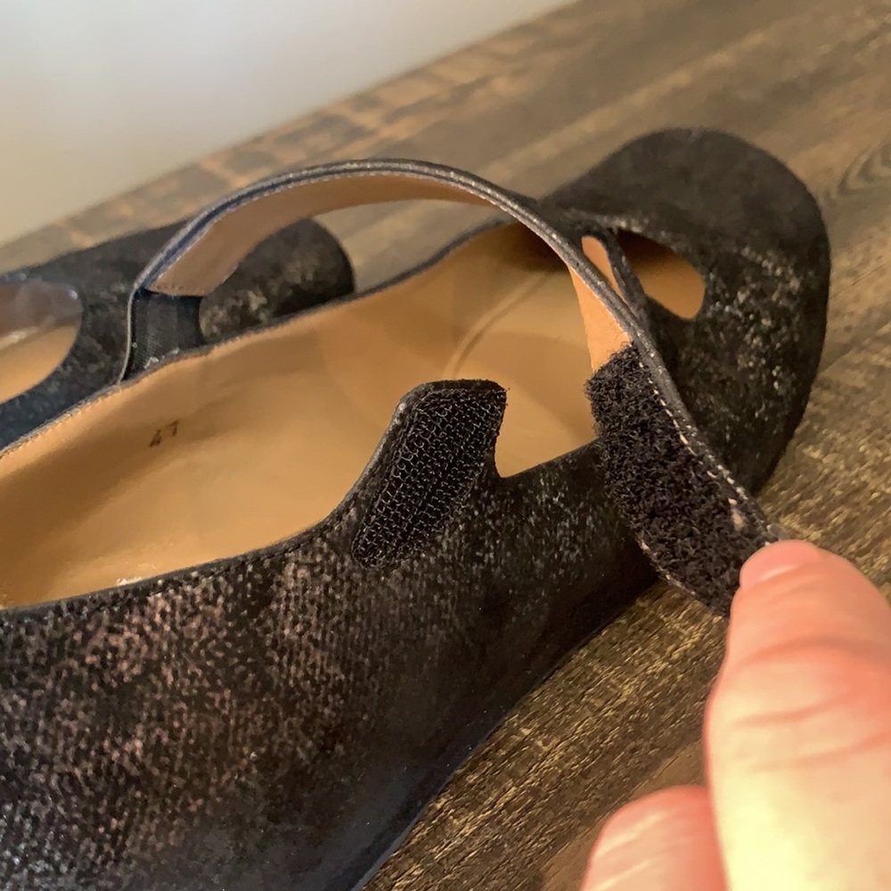 ANYI LU Suede Wedge Shoes Black And Silver - Picture 11 of 14